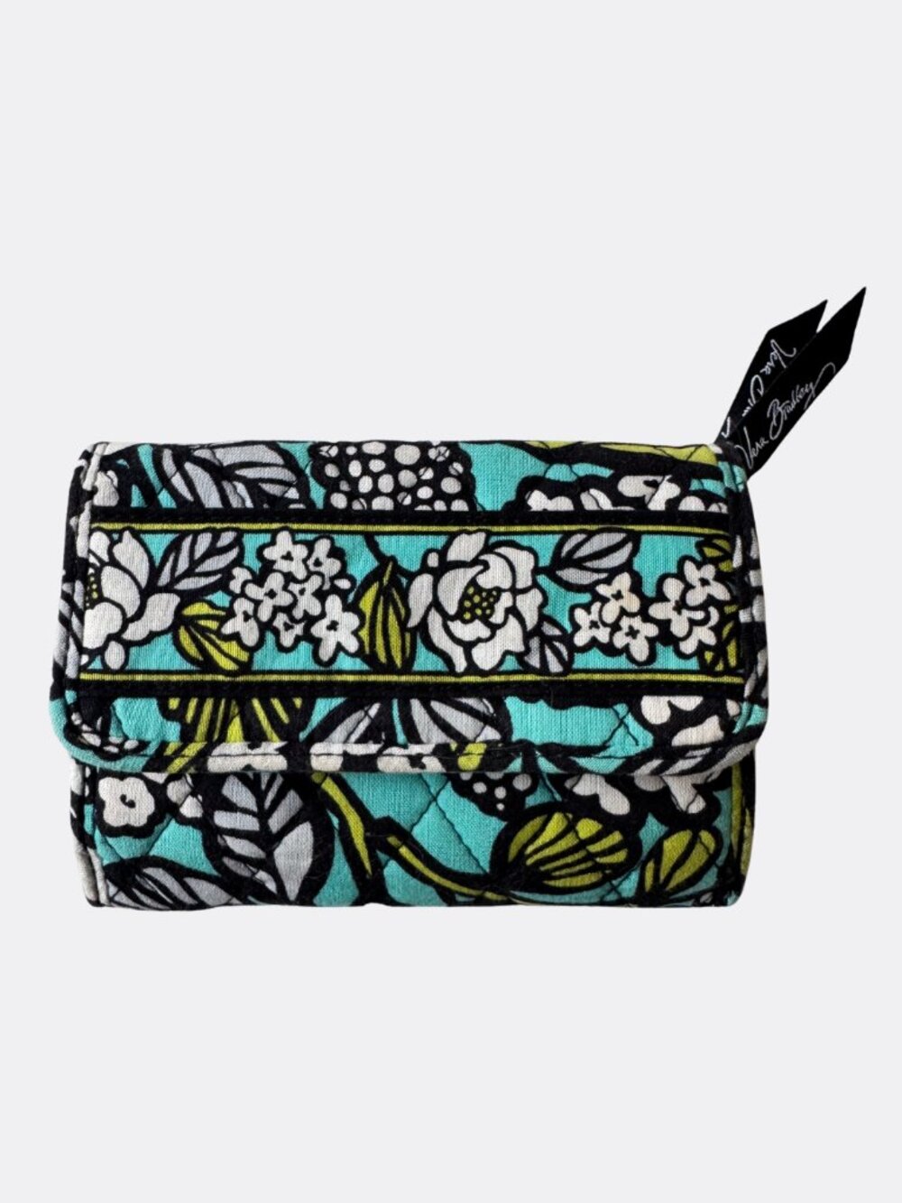 Vera Bradley Island Blooms Retired Trifold Organizer Wallet Turquoise Floral